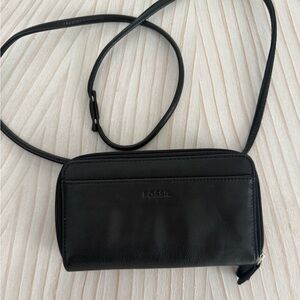 Fossil Black Leather Crossbody Bag